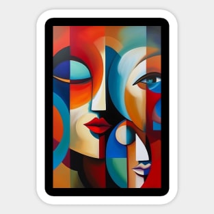 Abstract Faces Art Print Sticker